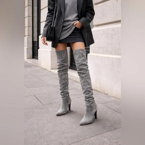IRO Groove Boots Elegant Gray Over-the-Knee Boots size 39 - Picture 1 of 13